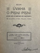 kniha Úvaha o Písni písní, Nové rozhledy 1910