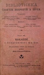 kniha Máslaření v hospodářství malém, Adolf Eckert 1891