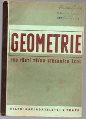 kniha Geometrie pro třetí třídu středních škol, Státní nakladatelství 1950