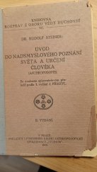 kniha Úvod do nadsmyslového poznání světa a určení člověka (Anthroposofie), J. Přikryl 1919