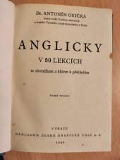 kniha Anglicky v 50 lekcích se slovníčkem a klíčem k překladům, Česká grafická Unie 1945