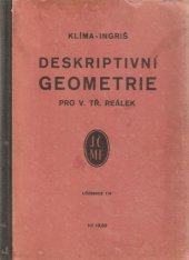 kniha Deskriptivní geometrie pro V. třídu reálek, Jednota československých matematiků a fysiků 1934