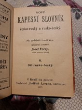 kniha Nový kapesní slovník česko-ruský a rusko-český, Jindřich Lorenz 1945