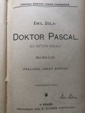 kniha Doktor Pascal román, Jos. R. Vilímek 1893