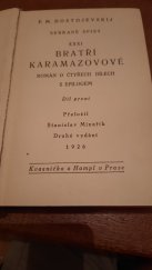 kniha Bratří Karamazovové Román o čtyřech dílech s epilogem - díl první, Kvasnička a Hampl 1926