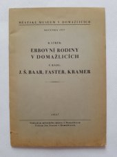 kniha Erbovní rodiny v Domažlicích, Měst. museum 1937