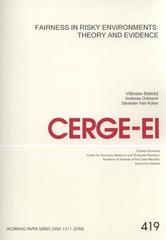 kniha Fairness in risky environments theory and evidence, CERGE-EI 2010