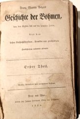 kniha Geschichte der Böhmen von der Alten bis aus neusten Zeiten., Johan Ferdinand Edlen von Schönfeld 1782