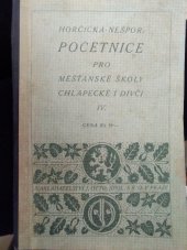 kniha Početnice pro měšťanské školy chlapecké i dívčí. IV pro pokrač. kursy při měšť. školách (pro IV. tř.), J. Otto 1922