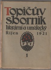 kniha Topičův sborník literární a umělecký - říjen 1921, F. Topič 1921