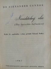 kniha Neviditelný vliv = The invisible influence, Jaroslav Spousta 1947
