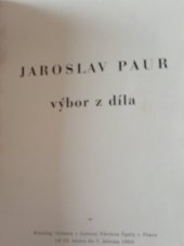 kniha Jaroslav Paur, Galerie V.Špály v Praze 1960