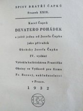 kniha Devatero pohádek a ještě jedna [Pohádka o tlustém pradědečkovi] jako přívažek od Josefa Čapka, Fr. Borový 1939