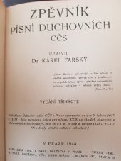 kniha Zpěvník písní duchovních církve československé, Blahoslav 1948