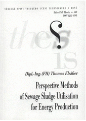 kniha Perspective methods of sewage sludge utilisation for energy production = Perspektivní metody energetického využití čistírenských kalů : short version of PHD Thesis, Brno University of Technology 2012