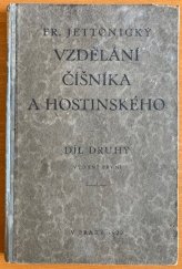 kniha Vzdělání číšníka a hostinského díl druhý, s.n. 1929