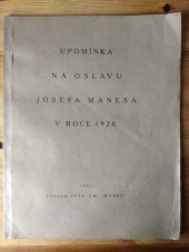 kniha Upomínka na oslavu Josefa Mánesa v roce 1920, Spolek výtvarných umělců Mánes 1921