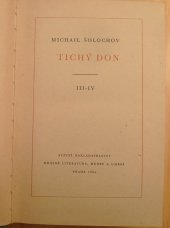 kniha Tichý Don. 3.-4. díl, SNKLHU  1954