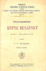 kniha Kupec Benátský drama v 5 jednáních, J. Otto 