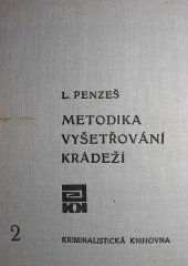 kniha Metodika vyšetřování krádeží, Univerzita Karlova, Právnická fakulta, Ústav kriminalistiky 1972