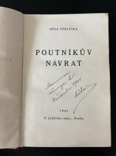 kniha Poutníkův návrat [povídky a prózy], V. Jedlička, nást. Ant. Neumann 1941