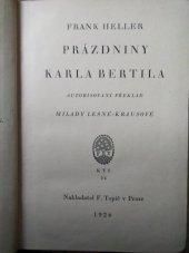 kniha Prázdniny Karla Bertila, F. Topič 1926