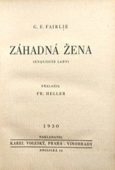 kniha Záhadná žena = (Exquisite lady), Karel Voleský 1930