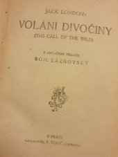 kniha Volání divočiny = [The Call of the Wild], F. Topič 1918