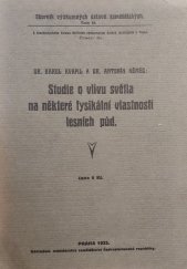 kniha Studie o vlivu světla na některé fysikální vlastnosti lesních půd, Ministerstvo zemědělství 1925