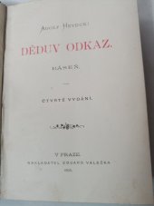 kniha Dědův odkaz báseň, Eduard Valečka 1895