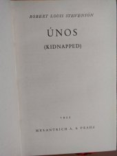 kniha Únos = (Kidnapped), Melantrich 1933