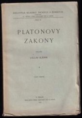 kniha Platonovy zákony. Část 1., Česká akademide věd a umění 1925