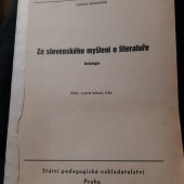 kniha Ze slovenského myšlení o literatuře antologie : určeno pro posl. fak. filozof., SPN 1987