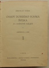 kniha Osudy dobrého vojáka Švejka za světové války. [Díl I, - V zázemí], J. Hašek 1926