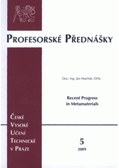 kniha Recent progress in metamaterials = Současný vývoj v metamateriálech, ČVUT 2009