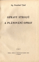 kniha Opravy strojů a plánování oprav, Orbis 1947