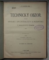 kniha Technický obzor, ročník 4 Orgán Spolku architektův a inženýrů v království Českém, Spolek architektův a inženýrů v království Českém 1896