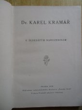 kniha Dr. Karel Kramář [sborník] k šedesátým narozeninám, Ženský svět 1920