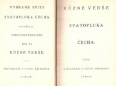 kniha Různé verše Svatopluka Čecha, F. Topič 1926