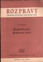 kniha Rudolfinské drahotní řády (Příspěvek k dějinám cenové revoluce v Čechách), Československá akademie věd 1957