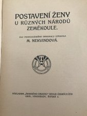 kniha Postavení ženy u různých národů zeměkoule, Ženský obzor 1912