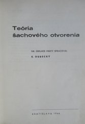 kniha Teória šachového otvorenia, Juraj Šustík 1944