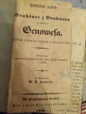 kniha Příkladný příběh o vojvodkyni z Brabantu, nazvané Jenovefa pěkná, naučná, dějepisná povídka ze starověkosti, Tisk a sklad Al. Landfrasa syna 1873