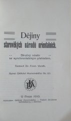 kniha Dějiny starověkých národů orientálních Stručný nástin se synchronistickým přehledem, Dědictví Komenského 1910