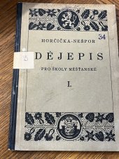 kniha Dějepis pro měšťanské školy. I. Pro první třídu, - Starověké dějiny, Česká grafická Unie 1934