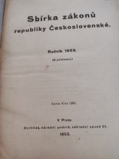 kniha Sbírka zákonů republiky Československé  Ročník 1953, Knihtisk, národní podnik 1953