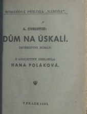 kniha Hercule Poirot 8. - Dům na úskalí - detektivní román, Národ 1932