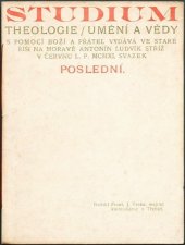 kniha Studium theologie, umění a vědy. Červenec 1910, A.L. Stříž 1910