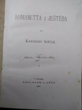 kniha Romanetta z Ještěda, J. Otto 1902