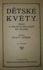 kniha Dětské květy přání a příležitostné básně pro mládež, A. Storch syn 1920